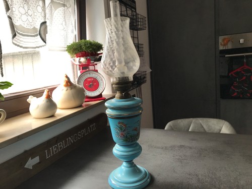 Jugendstil petroleumlampe blau - jugendstil,